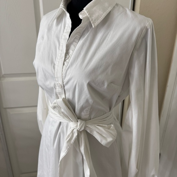New York & Company - White Button-Up Shirt Dress with Belt - S - Picture 2 of 7